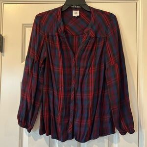 CAbi Multicolor Plaid Top